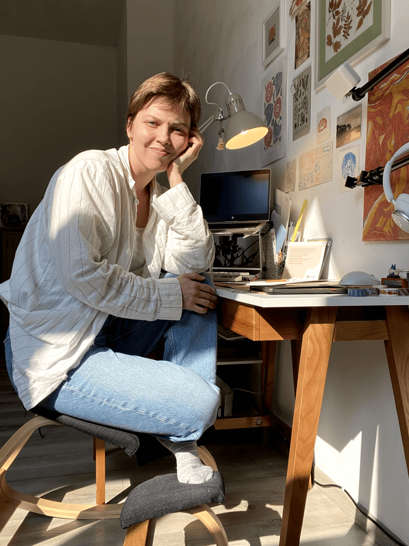Lina creating artwork